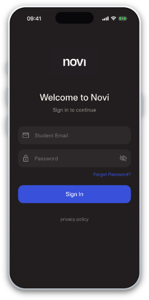 Novi app shown on a phone